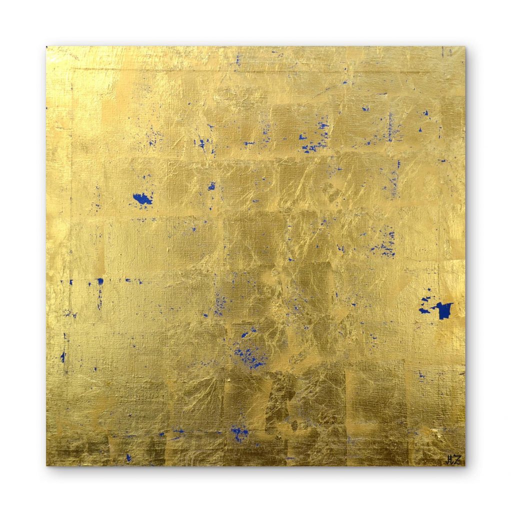 Pop Art Blattgold Blau 92cm x 92cm